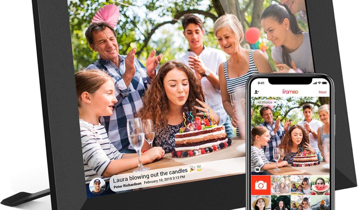 32GB FRAMEO 10.1 Inch Smart WiFi Digital Photo Frame 1280×800 IPS LCD Touch Screen, Auto-Rotate Portrait and Landscape, Built in 32GB Memory, Share Moments Instantly via Frameo App from Anywhere