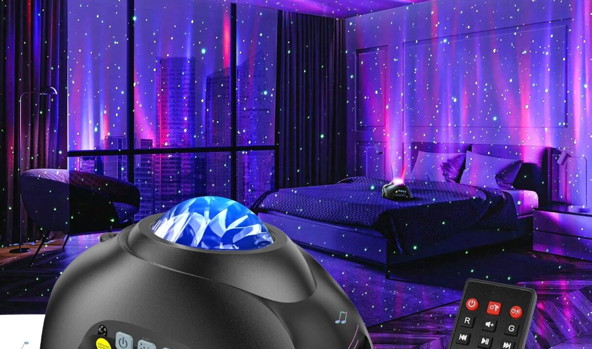 Northern Galaxy Light Aurora Projector with 33 Light Effects, LED Star Projector for Bedroom Nebula Lamp, Remote Control, White Noises, Bluetooth Speaker for Parties